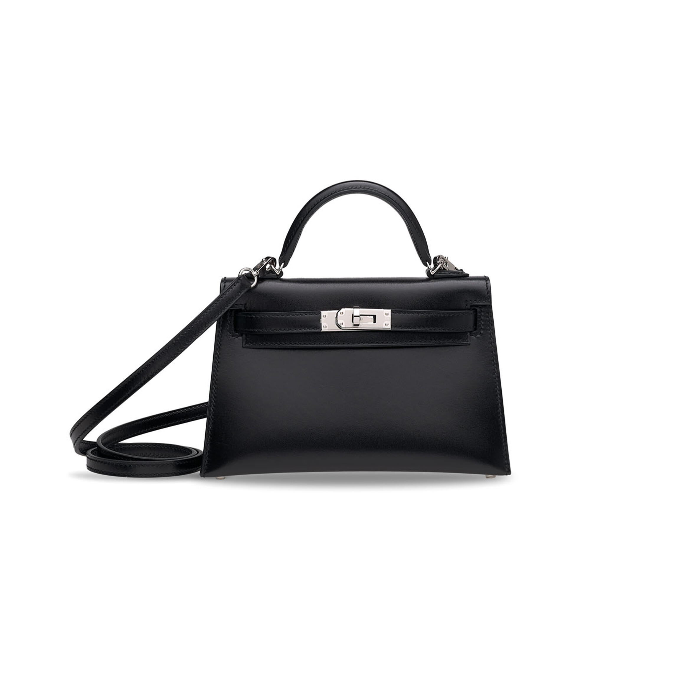 H**me5 MINI KELLY II BOX LEATHER  WITH PALLADIUM HARDWARE (19*12*5.5cm) Master Quality